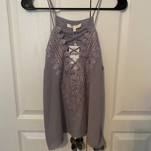 Where Are You From grey/lilac tank, NWT